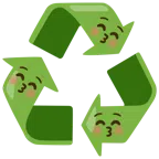 recycling symbol + kissing face with closed eyes