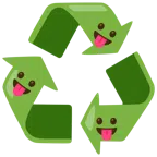 recycling symbol + face with tongue