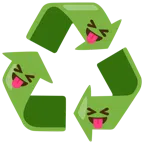recycling symbol + squinting face with tongue