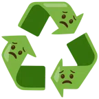 recycling symbol + worried face