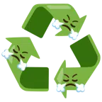 recycling symbol + face with steam from nose