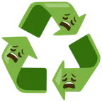 recycling symbol + weary face
