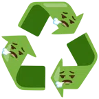 recycling symbol + face exhaling