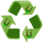 recycling symbol + money-mouth face