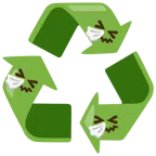 recycling symbol + sneezing face