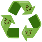 recycling symbol + face with raised eyebrow