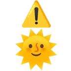 warning + sun with face