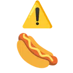 warning + hot dog