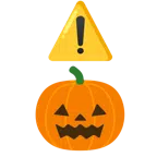warning + jack-o-lantern