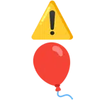 warning + balloon