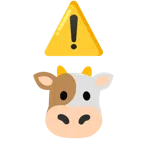 warning + cow face