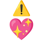 warning + sparkling heart