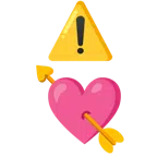warning + heart with arrow