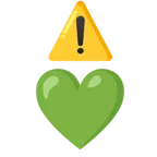warning + green heart