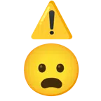 warning + frowning face with open mouth