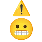 warning + grimacing face