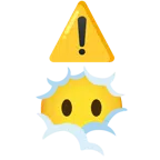 warning + face in clouds