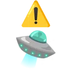 warning + flying saucer