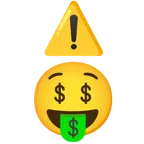warning + money-mouth face