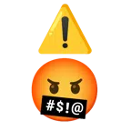 warning + face with symbols on mouth