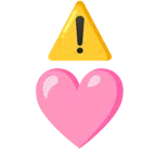 warning + pink heart