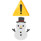 warning + snowman without snow