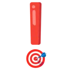 red exclamation mark + bullseye