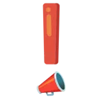 red exclamation mark + megaphone