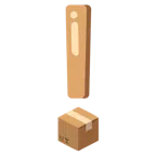 red exclamation mark + package