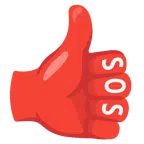 pollice in su + pulsante SOS