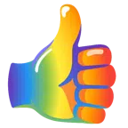 pollice in su + arcobaleno