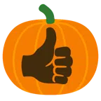 pollice in su + zucca di Halloween