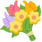 pollice in su + mazzo di fiori