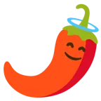 faccina con sorriso e aureola + peperoncino