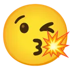 face blowing a kiss + collision
