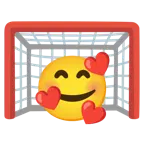 smiling face with hearts + goal net