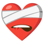 bocca che morde il labbro + cuore guarito