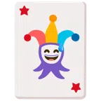 Jokerkarte + grinsendes Gesicht mit Schweißtropfen