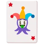 Jokerkarte + Gesicht mit Dollarzeichen