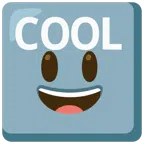 COOL button + grinning face with big eyes