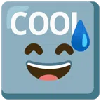 COOL button + grinning face with sweat