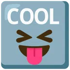 COOL button + squinting face with tongue