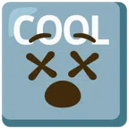 COOL button + face with crossed-out eyes