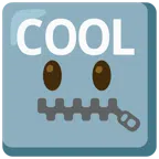 COOL button + zipper-mouth face