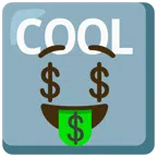 COOL button + money-mouth face