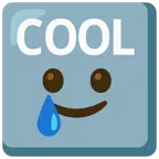 COOL button + smiling face with tear