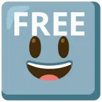 FREE button + grinning face with big eyes