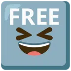 FREE button + grinning squinting face