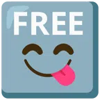 FREE button + face savoring food