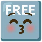 FREE button + kissing face with closed eyes